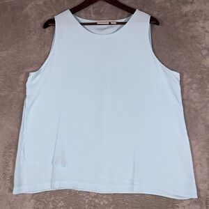 Chicos Double Layer Fashion Tank Top Aria Aqua Womens Size 2 Split Side